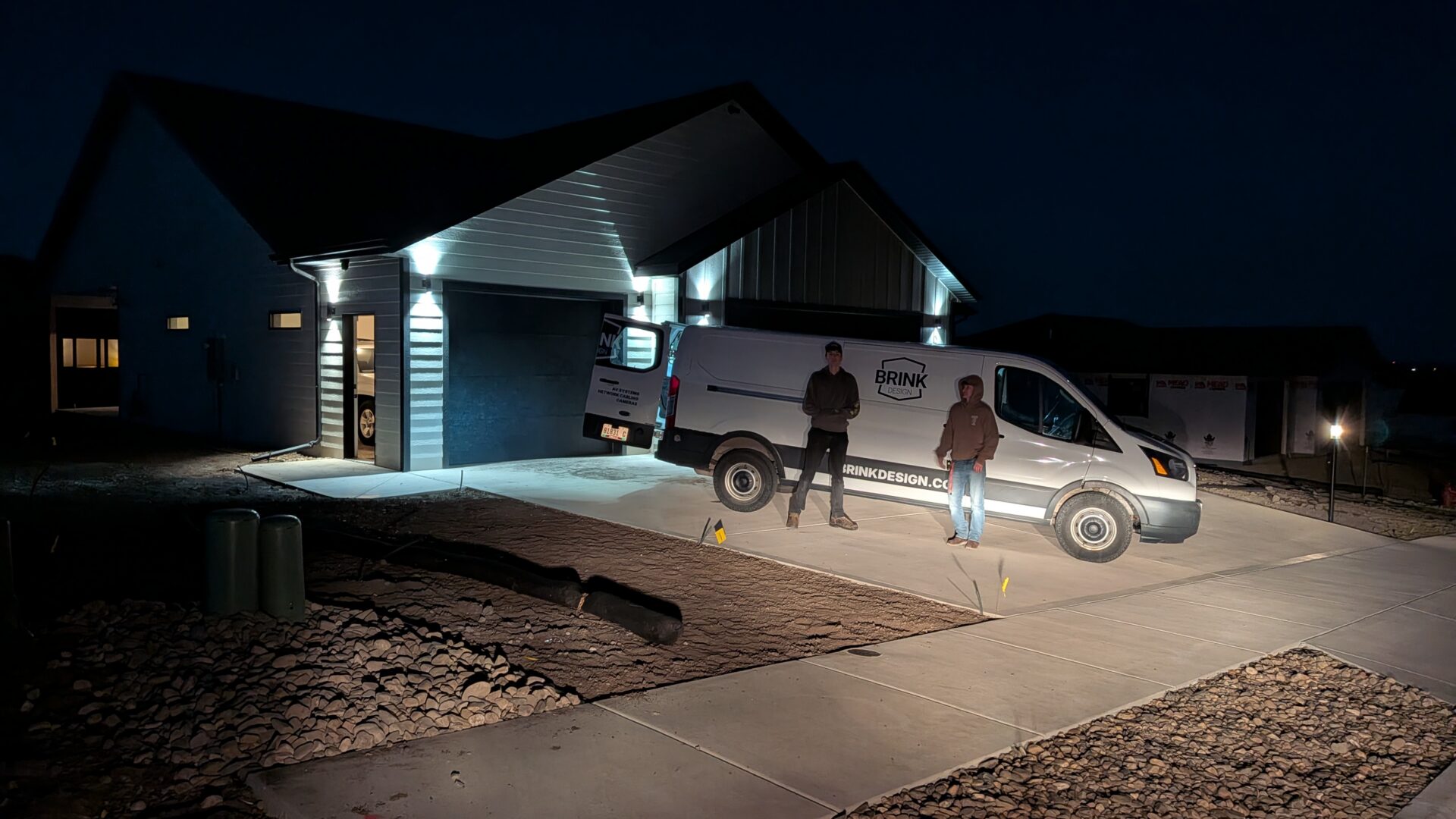 Brink Design Van parked outside a jobsite